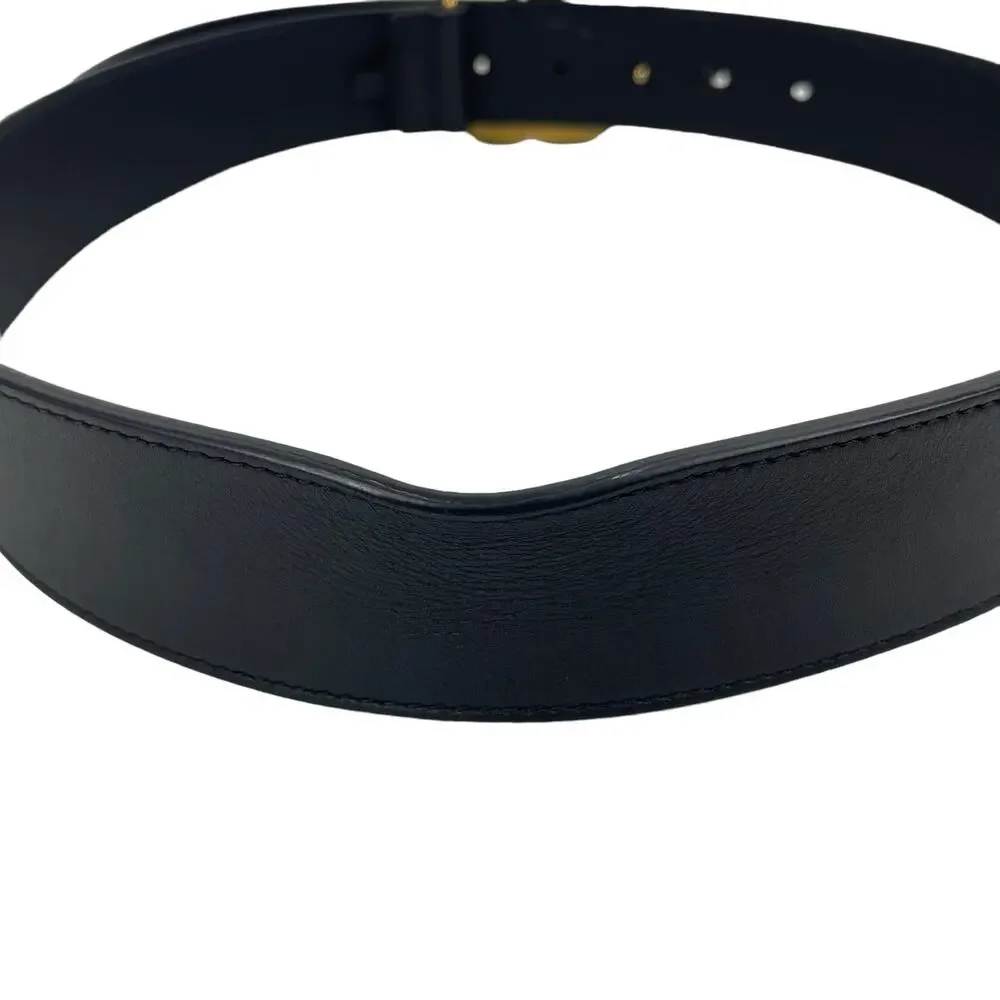 Gucci GG Marmont 2015 Re Edition Wide Belt Gold Buckle Black Men Size 80/32